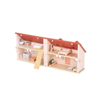 New Classic Toys - Drvena kućica za lutke crveno