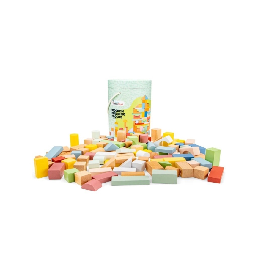 New Classic Toys - Drvene kocke, set od 100 kom
