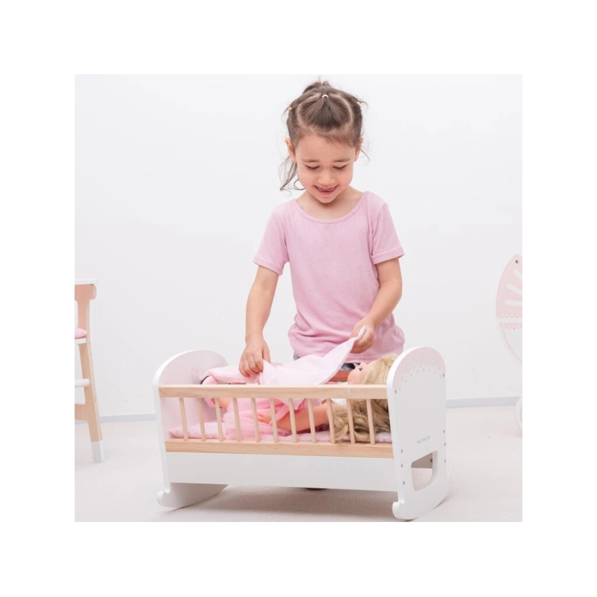 New Classic Toys - Drveni krevet za lutke roze
