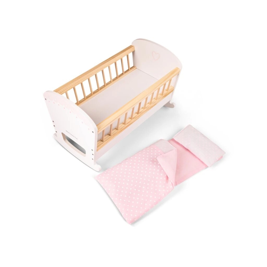 New Classic Toys - Drveni krevet za lutke roze
