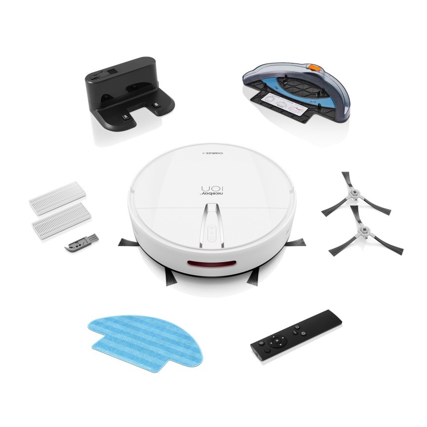 Niceboy ION Charles i4 - Pametni robotski usisivač 2u1 4400 mAh Wi-Fi bela + Daljinski upravljač