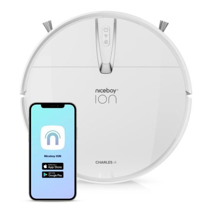Niceboy ION Charles i4 - Pametni robotski usisivač 2u1 4400 mAh Wi-Fi bela + Daljinski upravljač