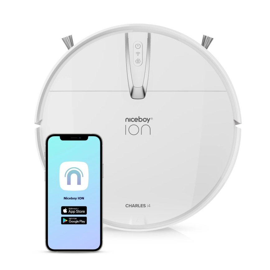 Niceboy ION Charles i4 - Pametni robotski usisivač 2u1 4400 mAh Wi-Fi bela + Daljinski upravljač