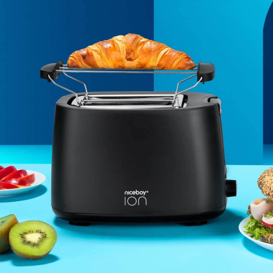 Niceboy ION Cruncher C1 - Toster sa dva otvora i roštilj 750W/230V crno