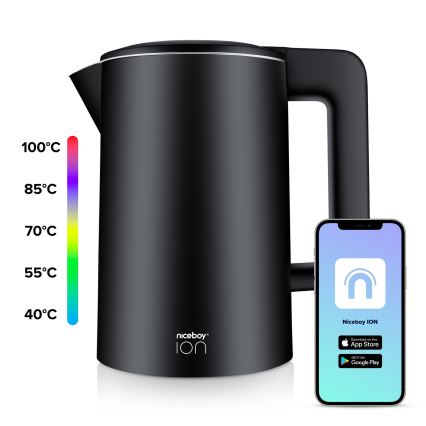Niceboy ION SmartKettle - Pametno kuvalo za vodu sa termoregulacijom 1,7 l 2200W/230V Wi-Fi crno
