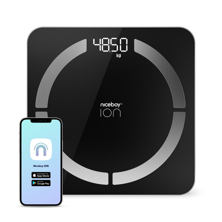 Niceboy ION SmartScale - Pametna digitalna lična vaga 3xAAA crno
