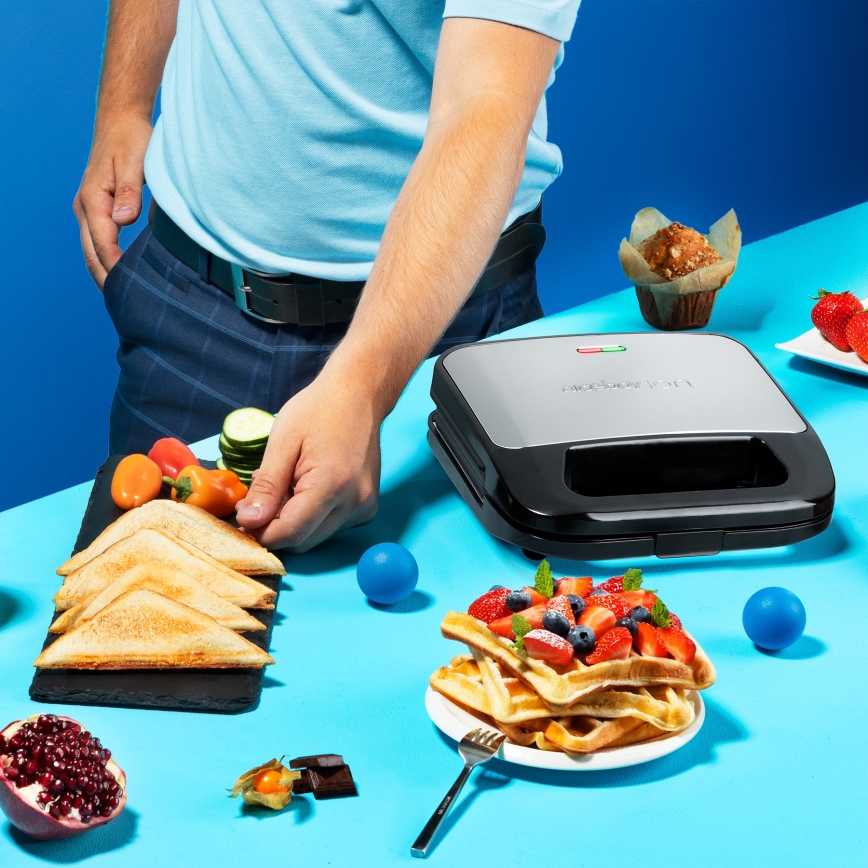 Niceboy ION Snacker S3 - Toster 3u1 750W/230V nerđajući čelik/crno