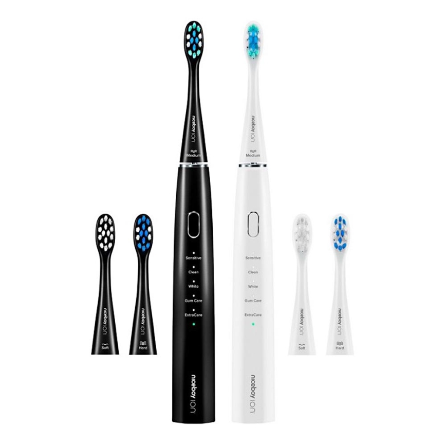 Niceboy ION Sonic Duo Pack - Set 2x Sonična četkica za zube IPX7 crno + bela