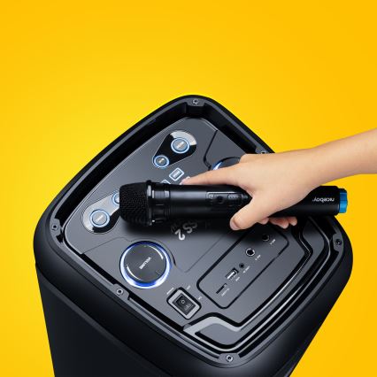 Niceboy PARTY Boss 2 - LED Bežični zvučnik sa mikrofonom i funkcijom powerbanka 200W/4500 mAh + Daljinski upravljač