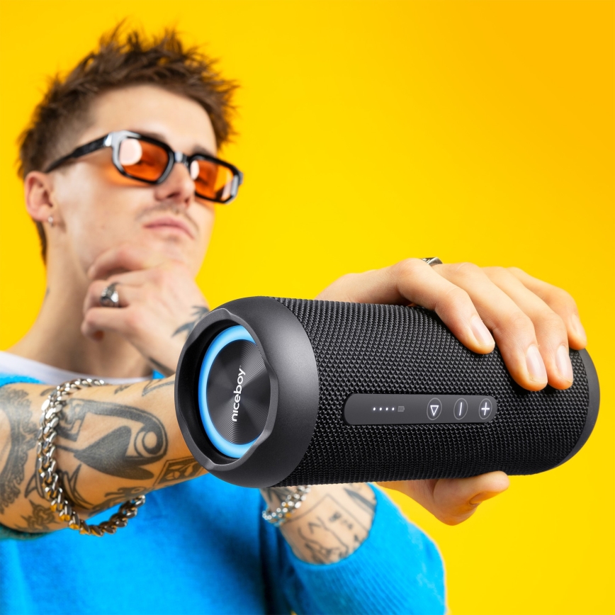 Niceboy Polaris - LED Bežični zvučnik sa mikrofonom 30W/4000 mAh IPX7 crno