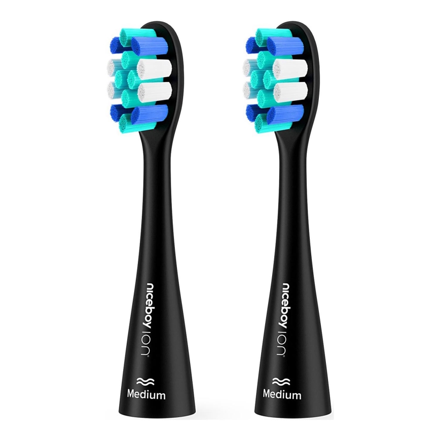 Niceboy - Set 2x zamjenske glave Lite Medium za četkicu za zube ION Sonic crno