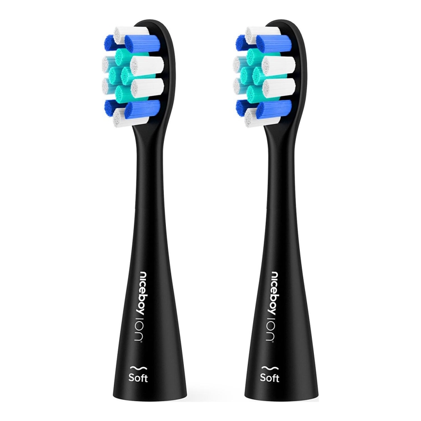 Niceboy - Set 2x zamjenske glave Lite Soft za četkicu za zube ION Sonic crno