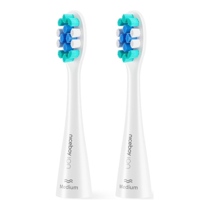 Niceboy - Set 2x zamjenske glave Medium za četkicu za zube ION Sonic i SmartSonic bela