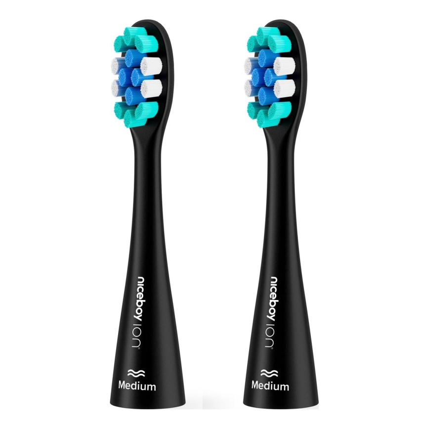 Niceboy - Set 2x zamjenske glave Medium za četkicu za zube ION Sonic i SmartSonic crno