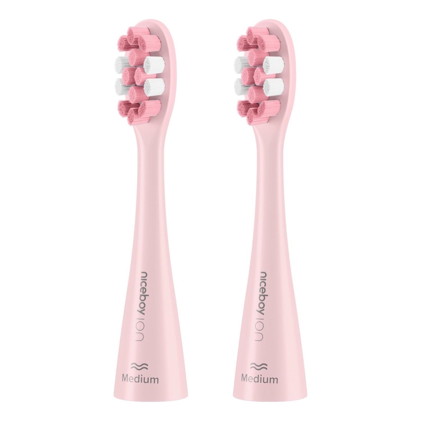 Niceboy - Set 2x zamjenske glave Medium za četkicu za zube ION Sonic i SmartSonic roze