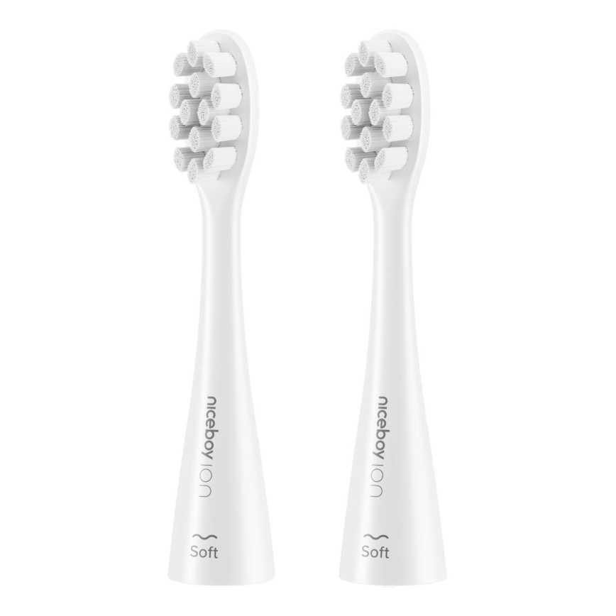 Niceboy - Set 2x zamjenske glave Soft za četkicu za zube ION Sonic i SmartSonic bela