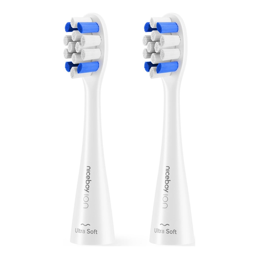 Niceboy - Set 2x zamjenske glave Ultrasoft za dečiju četkicu za zube ION Sonic bela