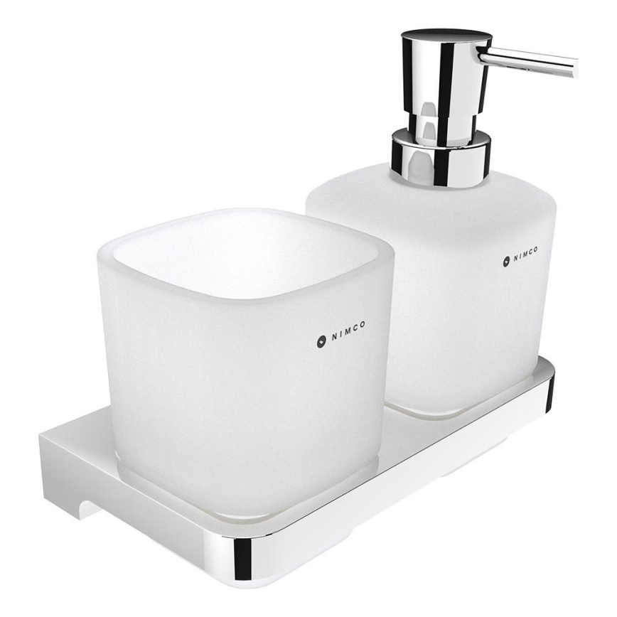 NIMCO MA 2905831C-26 - Zidni dozator sapuna i držač četkica za zube MAYA 320 ml matirana Staklo/sjajni krom