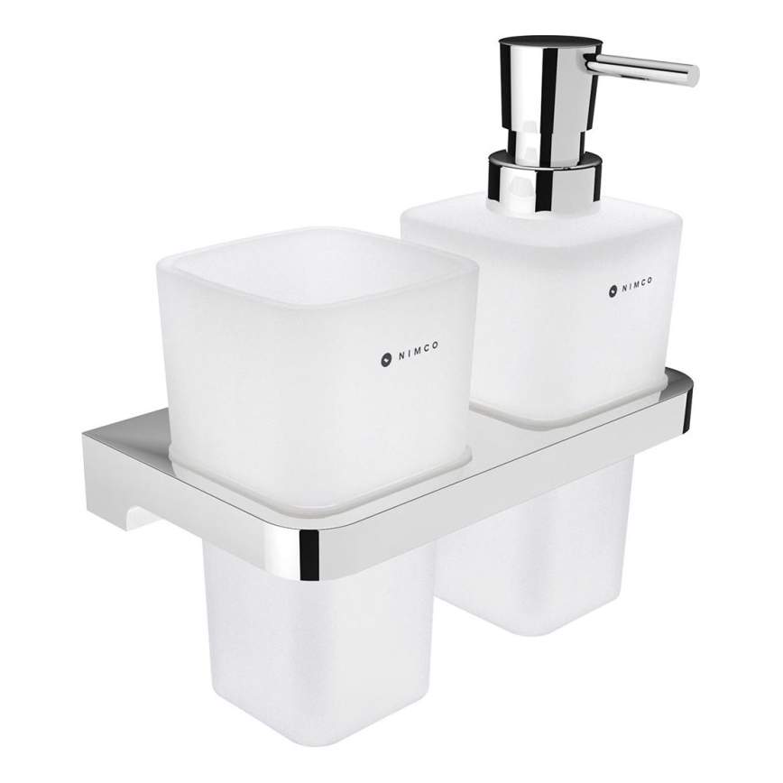 NIMCO MA 2905831H-26 - Zidni dozator sapuna i držač četkica za zube MAYA 290 ml matirana Staklo/sjajni krom