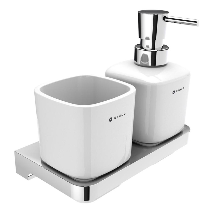 NIMCO MA 2905831K-T-26 - Zidni dozator sapuna i držač četkica za zube MAYA 320 ml bela/sjajni krom