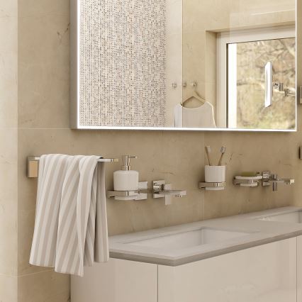 NIMCO MA set-31K-26 - Zidni dozator tečnog sapuna, držač za zubne četkice i zidna kuka MAYA 320 ml bela/sjajni hrom