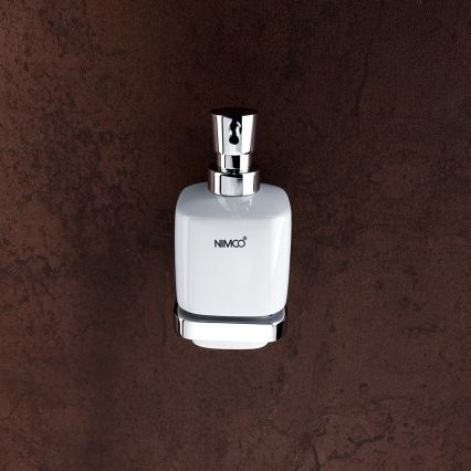 NIMCO MA set-31K-26 - Zidni dozator tečnog sapuna, držač za zubne četkice i zidna kuka MAYA 320 ml bela/sjajni hrom