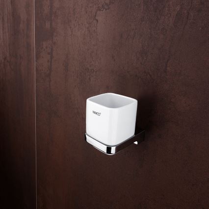 NIMCO MA set-31K-26 - Zidni dozator tečnog sapuna, držač za zubne četkice i zidna kuka MAYA 320 ml bela/sjajni hrom