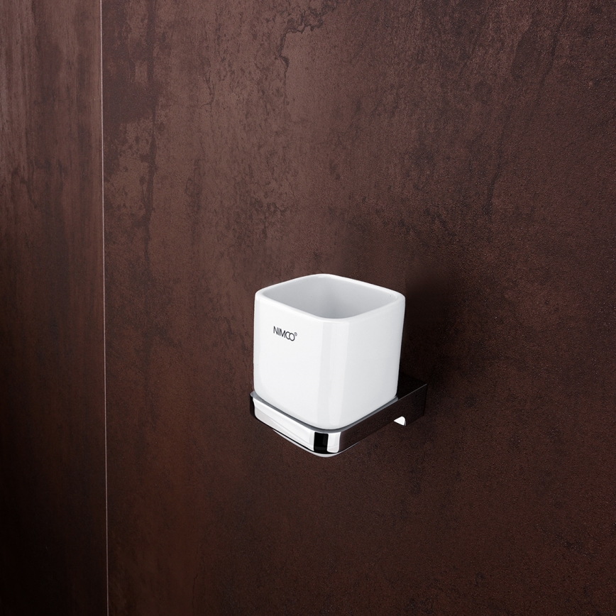 NIMCO MA set-31K-26 - Zidni dozator tečnog sapuna, držač za zubne četkice i zidna kuka MAYA 320 ml bela/sjajni hrom