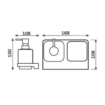 NIMCO MAC 2905831C-T-90 - Zidni dozator sapuna i držač četkica za zube MAYA 320 ml matirana Staklo/matirana crno
