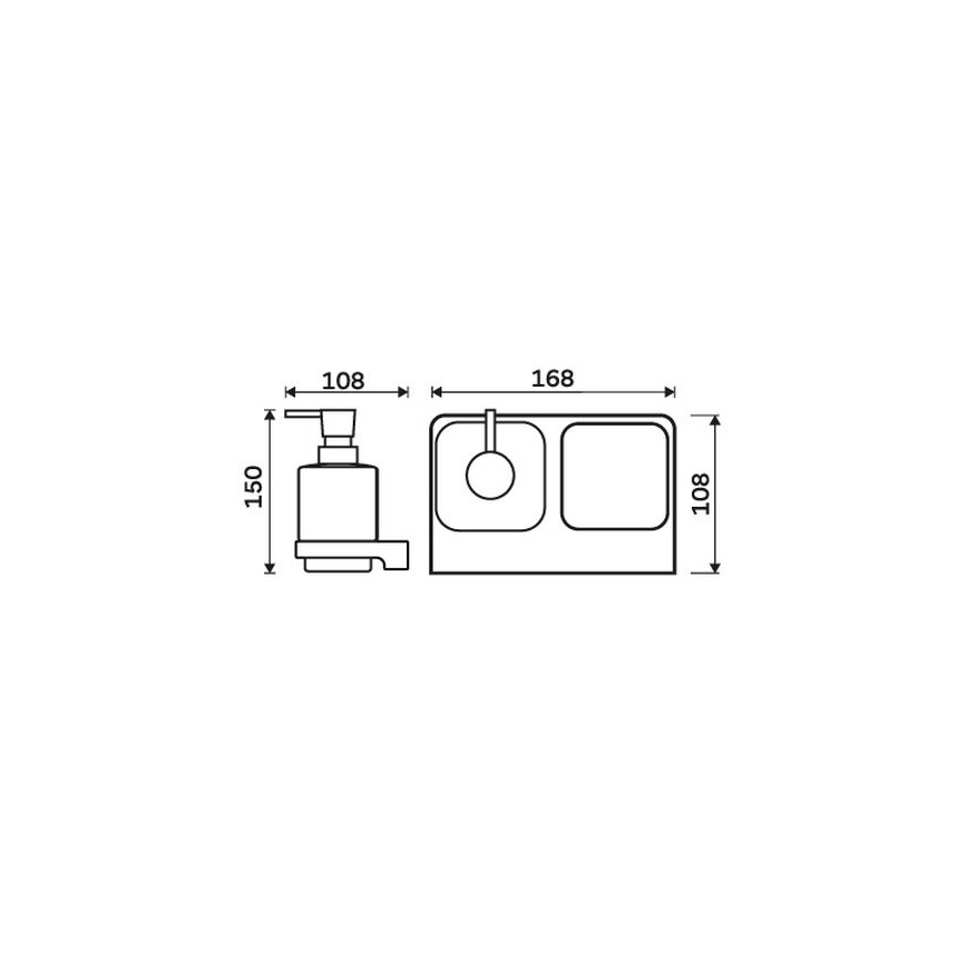 NIMCO MAC 2905831C-T-90 - Zidni dozator sapuna i držač četkica za zube MAYA 320 ml matirana Staklo/matirana crno