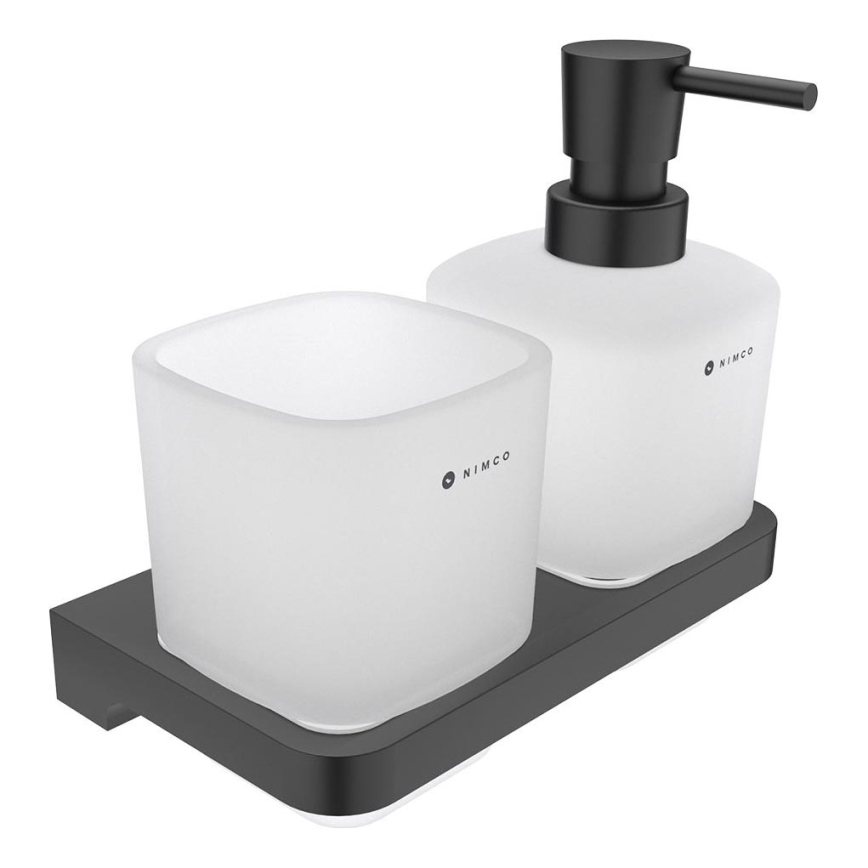 NIMCO MAC 2905831C-T-90 - Zidni dozator sapuna i držač četkica za zube MAYA 320 ml matirana Staklo/matirana crno