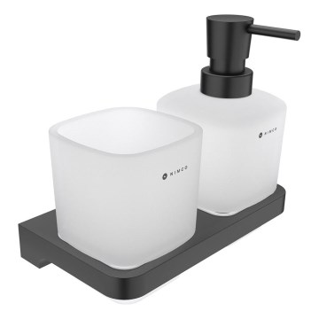 NIMCO MAC 2905831C-T-90 - Zidni dozator tečnog sapuna i držač za četkice za zube MAYA 320 ml matirano staklo/mat crna