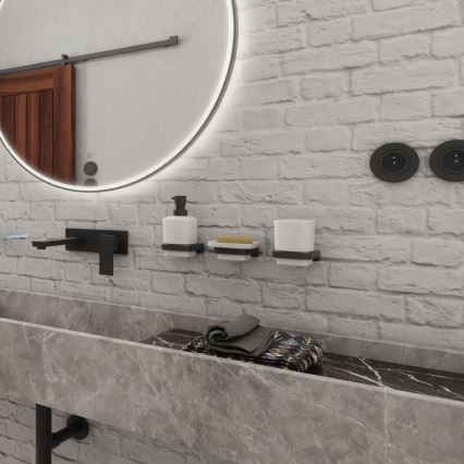 NIMCO MAC 2905831K-T-90 - Zidni dozator sapuna i držač za četkice za zube MAYA 320 ml bela/matna crna