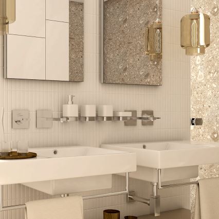 NIMCO NK set-31K-26 - Zidni dozator tečnog sapuna, držač četkica za zube i zidna kuka NIKAU 320 ml bela/sjajni hrom