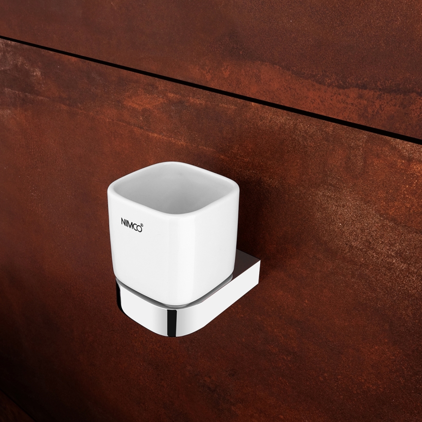 NIMCO NK set-31K-26 - Zidni dozator tečnog sapuna, držač četkica za zube i zidna kuka NIKAU 320 ml bela/sjajni hrom