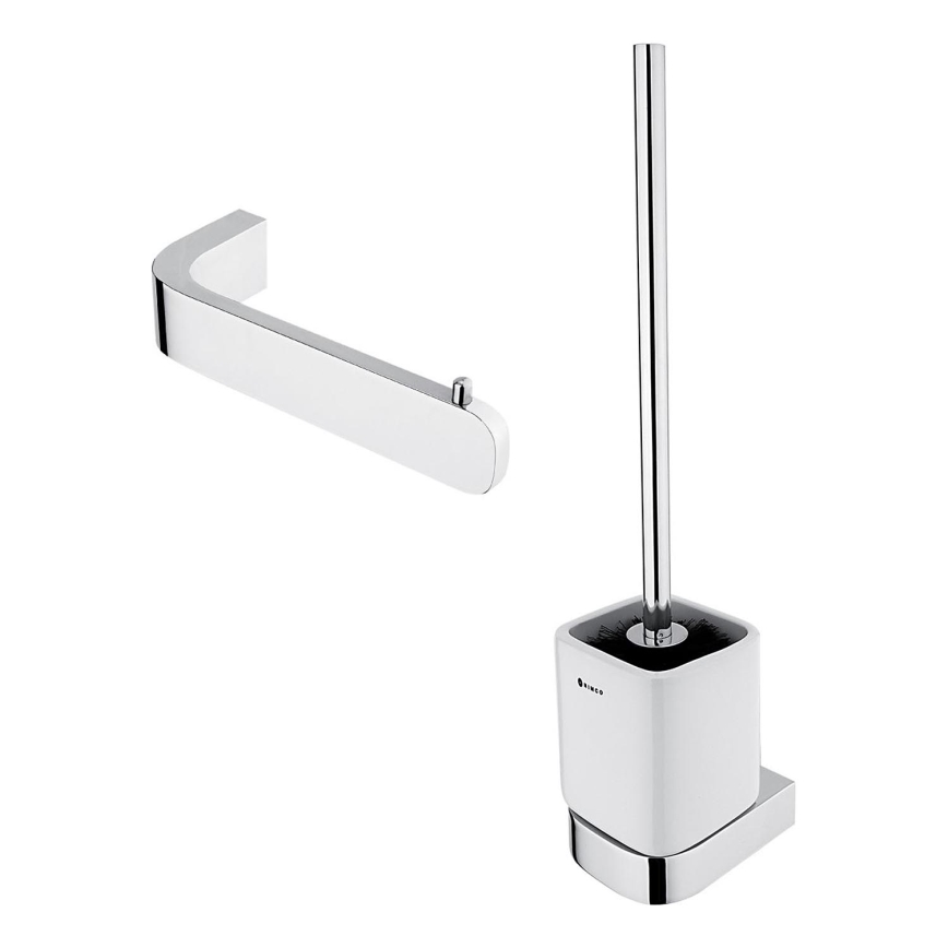 NIMCO NK set-94KN-26 - Zidna WC četka i držač toaletnog papira NIKAU bela/sjajni hrom