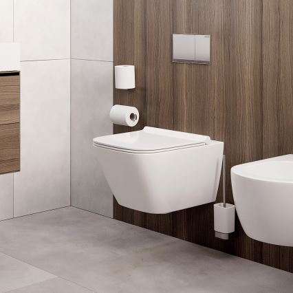 NIMCO NK set-94KN-26 - Zidna WC četka i držač toaletnog papira NIKAU bela/sjajni hrom