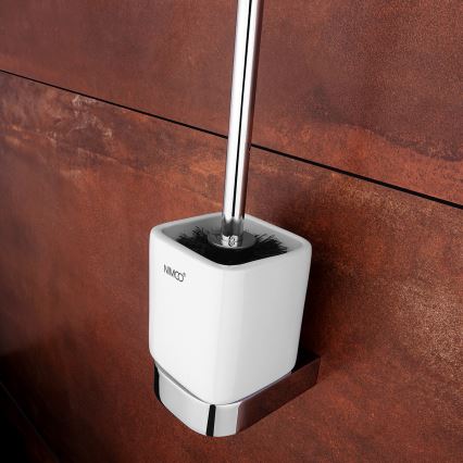 NIMCO NK set-94KN-26 - Zidna WC četka i držač toaletnog papira NIKAU bela/sjajni hrom