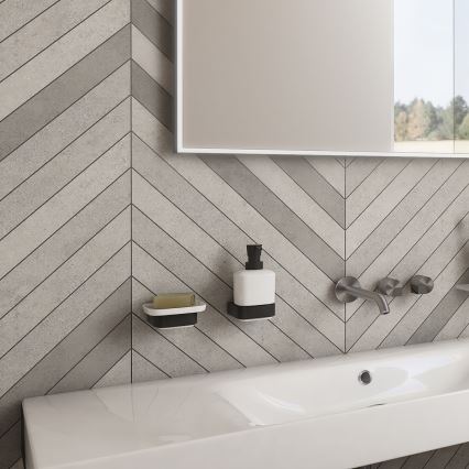 NIMCO NKC set-31K-T-90 - Zidni dozator za tečni sapun, držač za četkice za zube i zidna kuka NIKAU 320 ml bela/mat crna