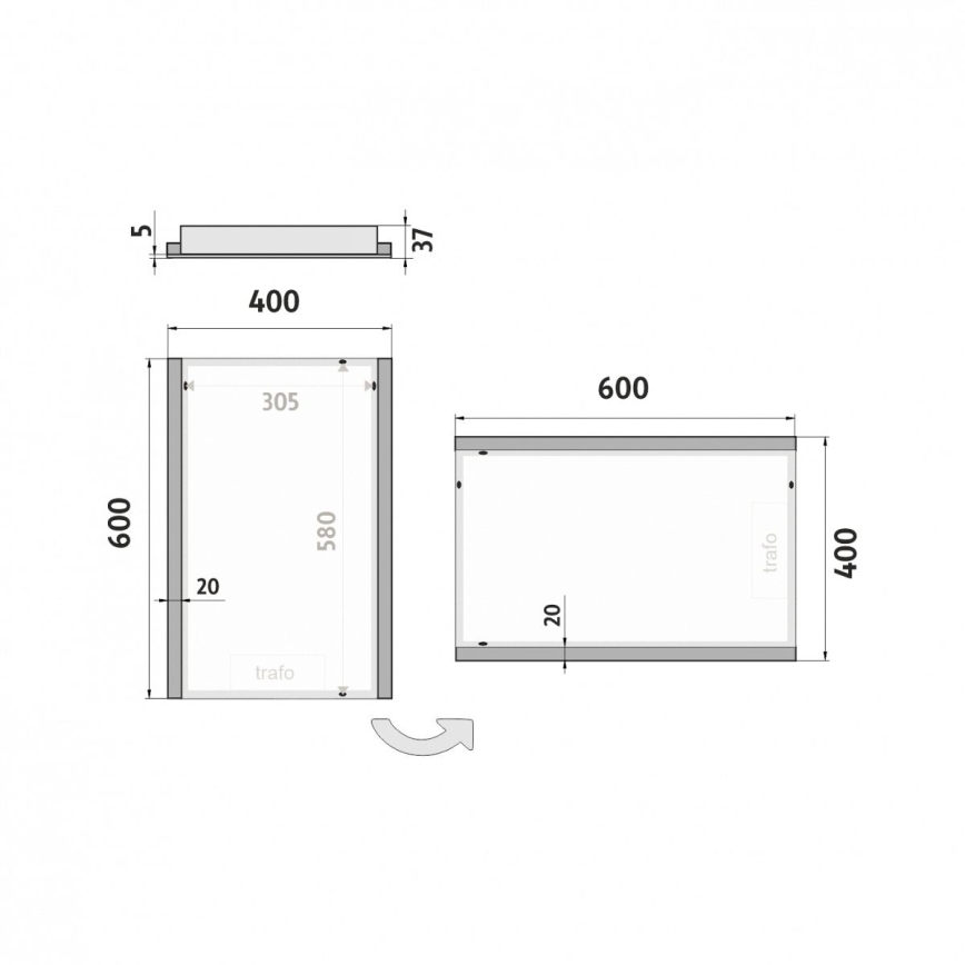 NIMCO ZP 11000 - LED Ogledalo za kupatilo sa pozadinskim osvetljenjem LED/18W/230V 6500K 60x40 cm IP44