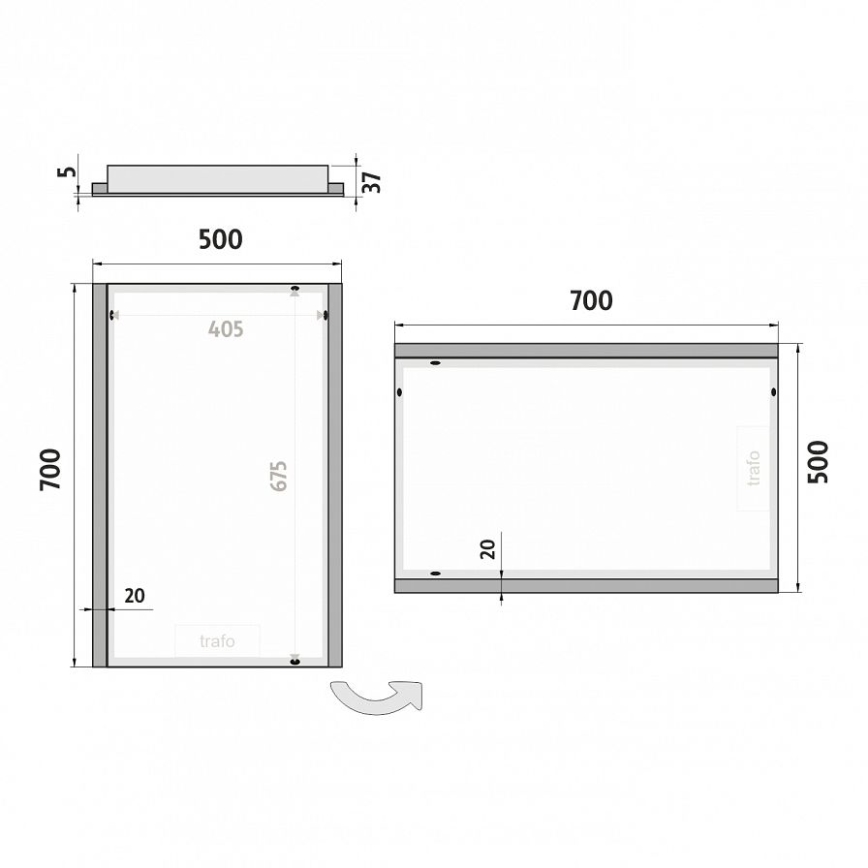 NIMCO ZP 11001 - LED Ogledalo za kupatilo sa pozadinskim osvetljenjem LED/21W/230V 6500K 70x50 cm IP44
