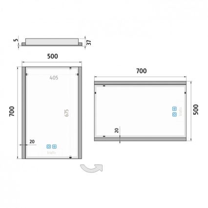 NIMCO ZP 11001VX - LED Ogledalo za kupaonicu sa prigušivim sa pozadinskim osvetljenjem LED/21W/230V 3000-6500K 70x50 cm IP44