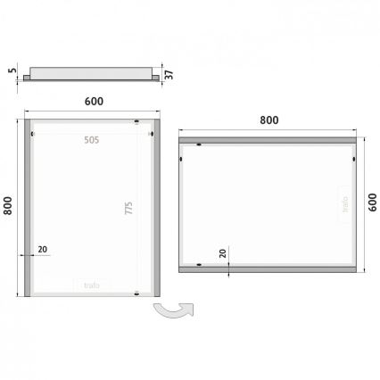 NIMCO ZP 11002 - LED Ogledalo za kupatilo sa pozadinskim osvetljenjem LED/24W/230V 6500K 80x60 cm IP44