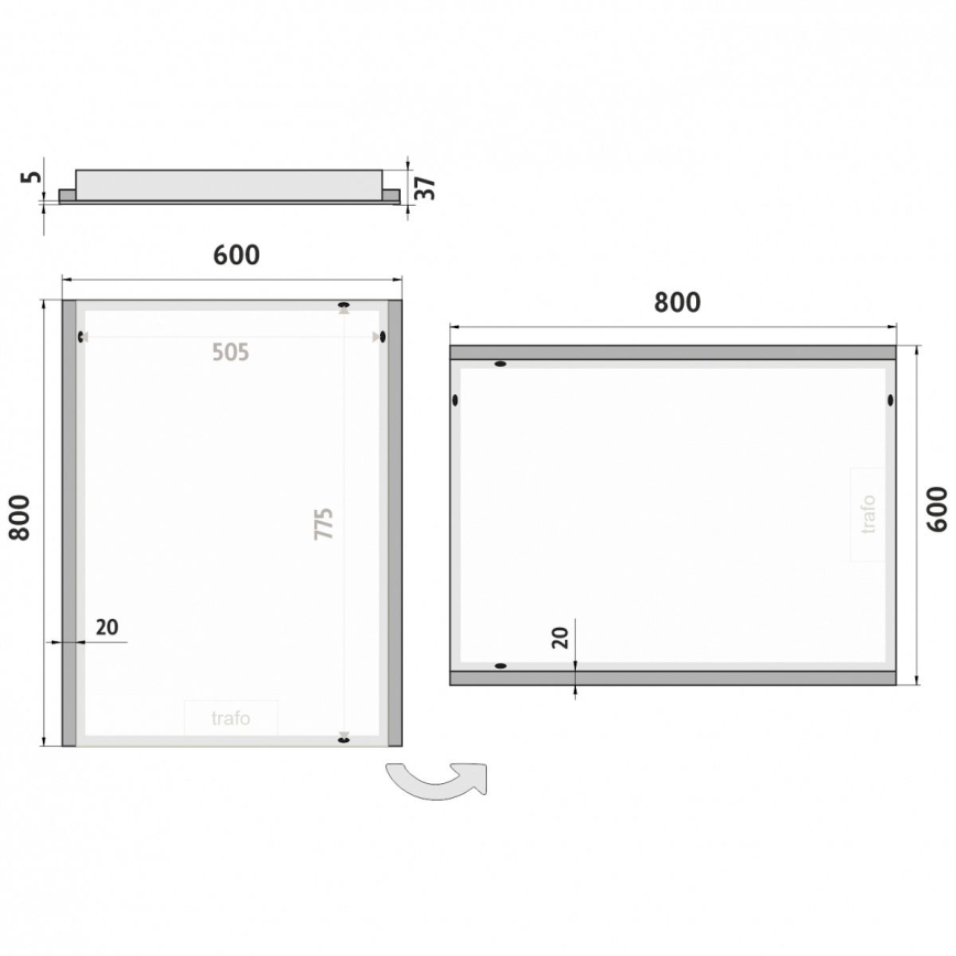 NIMCO ZP 11002 - LED Ogledalo za kupatilo sa pozadinskim osvetljenjem LED/24W/230V 6500K 80x60 cm IP44