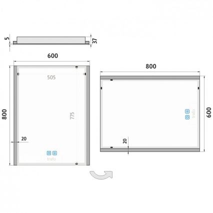 NIMCO ZP 11002VX - LED Ogledalo za kupaonicu sa prigušivim sa pozadinskim osvetljenjem LED/24W/230V 3000-6500K 80x60 cm IP44