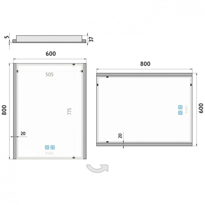NIMCO ZP 11002VX - LED Ogledalo za kupaonicu sa prigušivim sa pozadinskim osvetljenjem LED/24W/230V 3000-6500K 80x60 cm IP44