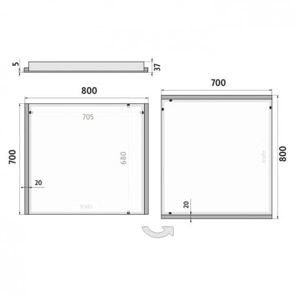 NIMCO ZP 11003 - LED Ogledalo za kupatilo sa pozadinskim osvetljenjem LED/21W/230V 6500K 70x80 cm IP44
