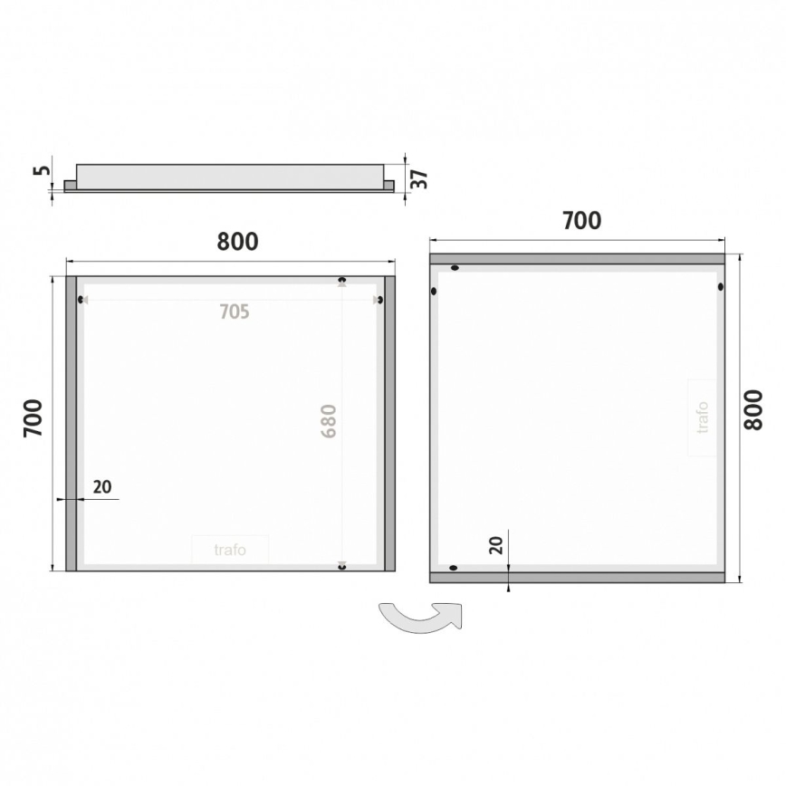 NIMCO ZP 11003 - LED Ogledalo za kupatilo sa pozadinskim osvetljenjem LED/21W/230V 6500K 70x80 cm IP44