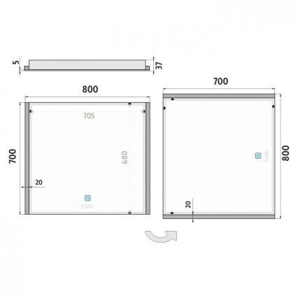 NIMCO ZP 11003V - LED Ogledalo za kupaonicu sa prigušivim sa pozadinskim osvetljenjem LED/21W/230V 3000-6500K 70x80 cm IP44