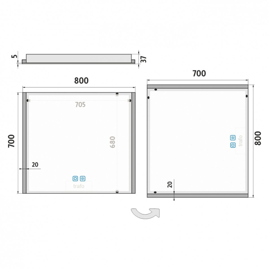 NIMCO ZP 11003VX - LED Ogledalo za kupaonicu sa prigušivim sa pozadinskim osvetljenjem LED/21W/230V 3000-6500K 70x80 cm IP44